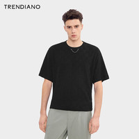 TRENDIANO 微阔链条休闲T恤2024年夏季时尚流行圆领上衣男款 黑色 XL