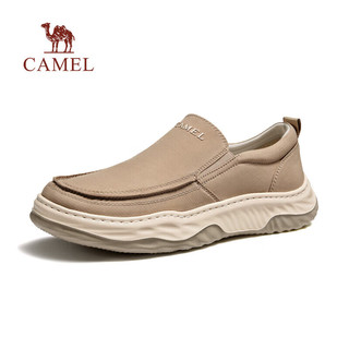 骆驼（CAMEL）帆布鞋男冰丝凉感透气健步鞋2025春季轻便套脚休闲爸爸鞋男 G15S136024 杏色 38