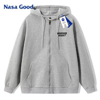 NASA GOOD 连帽卫衣男秋季时尚休闲美式印花百搭情侣开衫长袖外套 灰色 S