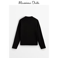Massimo Dutti春季新品2025女装休闲舒适亲肤打底长袖T恤06884906 黑色 XS