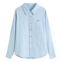 范思蓝恩条纹宽松撞色刺绣衬衫女秋冬2024通勤百搭上衣14366 蓝色 M
