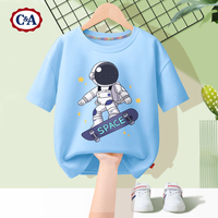 C&AC&A男童夏季套装帅气薄款儿童短袖男纯棉男孩短袖潮 静谧蓝 宇航滑板天蓝 120