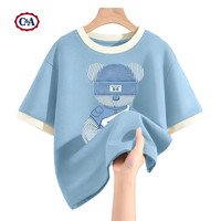 C&A男童t恤短袖2025小童上衣夏款半袖儿童衣服夏季 L纹理熊蓝白 110