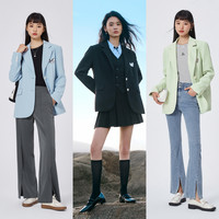 森马 Semir休闲西服女春季设计感甜酷都市时尚休闲商务通勤外套2023 绿色调00444 175/96A/XXL