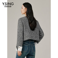 衣香丽影灰色小香风短外套女高级感轻法风毛呢上衣 灰色 L