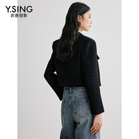 衣香丽影黑色小香风短外套女2025春季今年流行小个子法式上衣 黑色 M