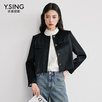 衣香丽影黑色醋酸小香风短外套女2025年春季新款宽松休闲法式上衣 黑色 M