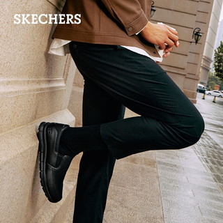 斯凯奇（SKECHERS）男鞋春懒人一脚蹬商务通勤鞋软底防滑休闲工作鞋77157 黑色/BLK 45.5