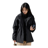 JEEP SPIRIT冲锋衣外套女冬季三合一加绒休闲风衣女士户外防风登山滑雪服装男 黑色【女款】 M