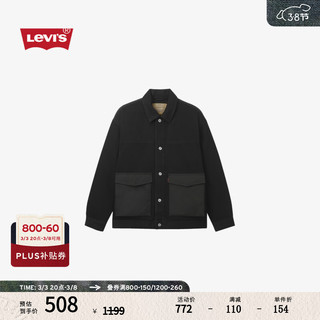 李维斯 Levi's 24秋季男士时尚休闲拼接款型御寒羽绒服牛仔外套 黑色 L