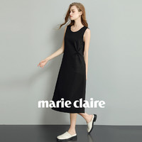 嘉人 Marie Claire 黑色无袖连衣裙女春季新款高级感法式气质休闲a字裙子