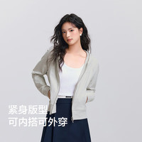 森马 Semir外套女短款修身显瘦针织夹克25春秋收腰连帽上衣109125108002 灰色调00322 M