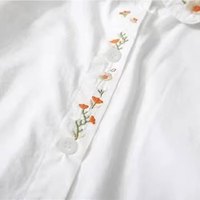 子牧棉麻2025春装 女小清新刺绣长袖衬衫宽松显瘦百搭白衬衣上衣0838 0831白色 L (110-120斤)