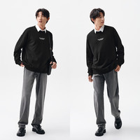 森马（Semir）卫衣男2024春季字母刺绣简约休闲上衣101124116110 黑色90001 M