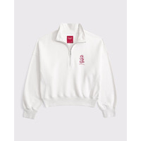 ABERCROMBIE & FITCH女装25春季抓绒红色美式复古半拉链运动卫衣KI152-4233 奶油白 XS (160/84A)