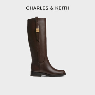 CHARLES & KEITH CHARLES&KEITH春夏女靴CK1-90900143金属扣带平底长靴高筒骑士靴