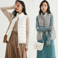 鸭鸭（YAYA）轻薄羽绒马甲女外穿短款2024年背心马夹坎肩品牌冬季外套 灰色 XL