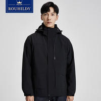 诺诗登 ROUHILDY 户外冲锋衣男女三合一羽绒外套情侣款三防防风防水登山服 黑色-男款 S