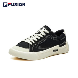 百亿补贴：FILA FUSION斐乐 POP帆布鞋女鞋运动鞋休闲板鞋男鞋黑色四季潮流