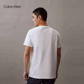 Calvin Klein Jeans夏季男女中性摩登霓虹ck印花休闲圆领短袖T恤J318289 YAF-白色 2XL （180-190斤） XXL   （180-190斤）