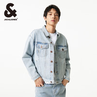 杰克·琼斯（JACK&JONES）25年男装牛仔外套男春秋上衣宽松休闲翻领牛仔夹克男生高级感痞帅 E40 浅牛仔蓝 M 175