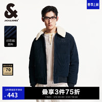 杰克琼斯 杰克·琼斯（JACK&JONES）男装衣服秋冬宽松灯芯绒夹克保暖外套短款羽绒服男可拆卸毛领 E39 藏蓝 175/96A/M