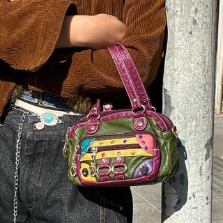 妖精的口袋 复古个性小宝石软皮斜挎包