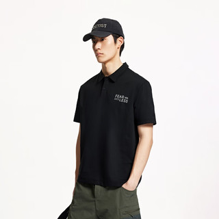 杰克·琼斯（JACK&JONES）男装25年速干POLO衫男士翻领短袖T恤夏季潮流宽松休闲户外半袖 E40黑色 常规 XS