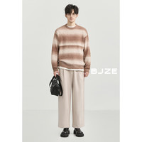 伯爵卓尔圆领条纹撞色含羊毛针织衫男2024秋冬 Y441585 米棕色 2XL (185)