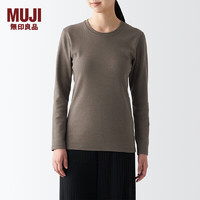 无印良品（MUJI）女式 柔软棉 圆领 长袖T恤 打底衫  FCD84C3A 棕色 XS(150/76A)