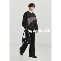 伯爵卓尔【新复古回潮】重磅拼接设计通勤卫衣男装外套24秋季 N431676 漆黑 2XL