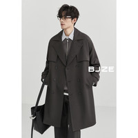 伯爵卓尔旷野美拉德通勤风衣男士中长款双排扣外套男过膝2024春秋季大衣 暴雨灰 (D411001-不过膝) L