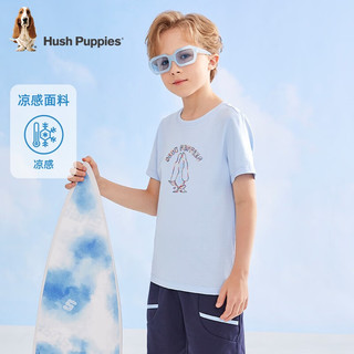 暇步士（Hush Puppies）童装男女童夏装凉感舒适百搭短袖圆领衫 果莹绿 140cm