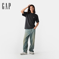Gap男女装2025春季纯棉刺绣logo口袋短袖T恤简约风725620上衣 深灰色 XS (165/84A)亚洲尺码