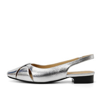 森达气质凉鞋女夏季款舒适软面低跟后空凉鞋ZBB36BH4 银色 40