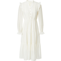 红袖收腰V领超好看连衣裙春季2025新款女装泡泡袖显瘦仙女气质长裙子