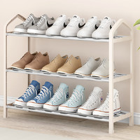 索尔诺鞋架简易多层经济型宿舍门口客厅浴室拖鞋架组合收纳鞋架收纳鞋柜 K573米白色-三层【宽57cm】