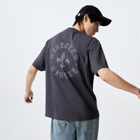 杰克·琼斯杰克琼斯春夏重磅棉宽松复古哥特字母发泡印短袖T恤男装 190/108A(XXL) 炭灰E39