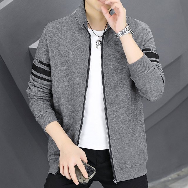 CREAZIONI 春季休闲百搭男士长袖外套拉链开衫立领卫衣男