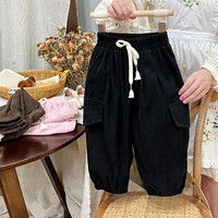 拥抱熊儿童裤子春秋季儿童工装休闲裤女童宽松运动裤子男童百搭潮 GZ工装裤黑色 110cm