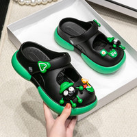 乐拖糖豆 玛丽珍洞洞鞋女夏季室外穿包头厚底卡通凉拖鞋女 黑色35-36 山竹 35-36 (适合35-36)