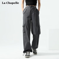 拉夏贝尔（La Chapelle）美式黑色女2025春秋新款宽松高腰休闲
