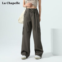 拉夏贝尔（La Chapelle）美式黑色女2025春秋宽松高腰休闲 加长深灰 M