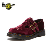 马丁（马汀博士 Dr.Martens）Vegan 8065女春夏舒适百搭铆钉丝绒女玛丽珍鞋 樱桃红色 37