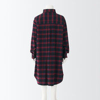 無印良品 MUJI 無印良品 大童 法兰绒 衬衫连衣裙 儿童童装 CBK06A2A 暗红色格纹 140