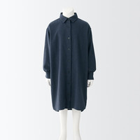 無印良品 MUJI 無印良品 大童 法兰绒 衬衫连衣裙 儿童童装 CBK06A2A 深藏青色格纹 150