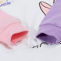 迪士尼宝宝（Disney Baby）迪士尼女童卫衣甜美黛西印花拼色袖上衣纯棉24年春 本白 130