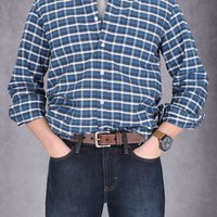 Timberland 添柏岚男式经典皮革腰带 3.5 厘米 深棕色(缝合) 34