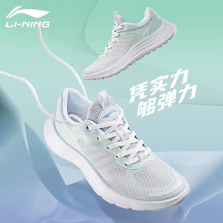 李宁（LI-NING）跑步鞋女鞋轻羽丨网面透气轻便软底跑鞋跳绳鞋子运动鞋 淡霜蓝/水波绿-3 38