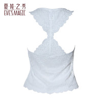 夏.娃.之.秀背心女性感蕾丝打底内搭V领舒适外穿无袖吊带美背裹胸法式 白色(J4015) L